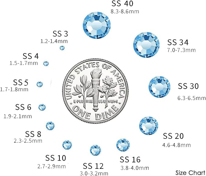2880 Pieces SS6 Lt. Sapphire Hotfix Rhinestones Flatback Round Crystal Glass Rhinestones Gems for Crafts Nail Face Art Clothes Shoes Bags DIY