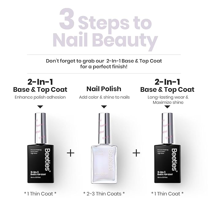 Beetles Nail Polish - Jelly White Nail Polish Natural Blue Glitter Nail Concealer Fast Dry Quick Milky White Nail Strengthener and Growth Treatment for Thin and Damaged Nails,0.51 FL OZ