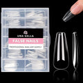 UNA GELLA Long Coffin Nail Tips, 216pcs Clear Long Coffin Gel Nail Tips False Fake Press on Nails Tips Full Cover Acrylic Nails Coffin Shaped For Nail Extension DIY Salon Soft Gel Tips 12 Sizes