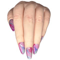 Colorful Pink Press On Nails Almond With Protective Sealer False Nail Set