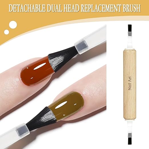 50Pcs Replaceable Brush Heads for Nail Art Brushes, Perfect for Nail Beauty Brushes Design, Mini Small Painting Brush with Wooden Handles, Ideal for Nail Art and DIY