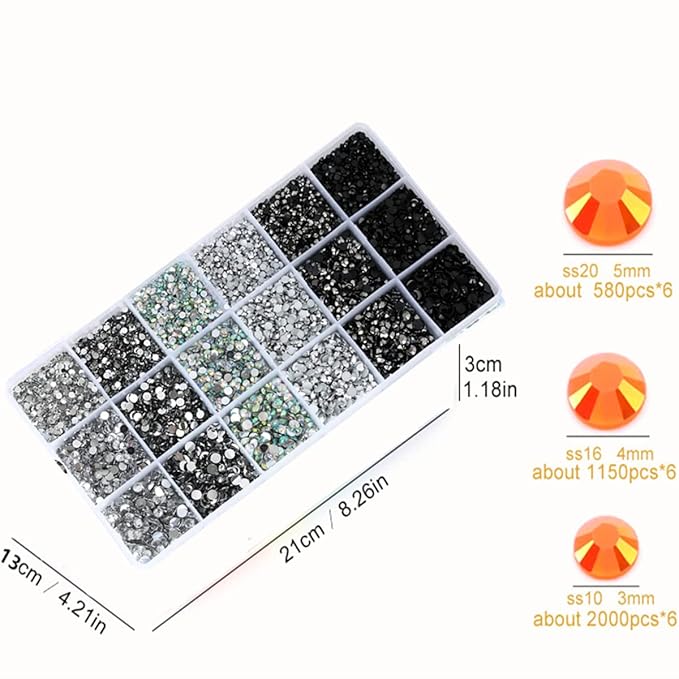 22380pcs Resin Rhinestones Set 3/4/6mm Flatback Stones Glitter Crystal Bulk for Garment Nail Art Decorations Resin Flatback Rhinestones Kit for Nail Crafts Tumbler Round Shape(LL)