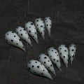 Halloween Press Claw on Nails Long Short Medium Curved Stiletto Handmade Gothic Design Horror Vampire False Nails Dragon Cat Claw Press on Nails Glossy Glue on Nail Thick Acrylic False Nails