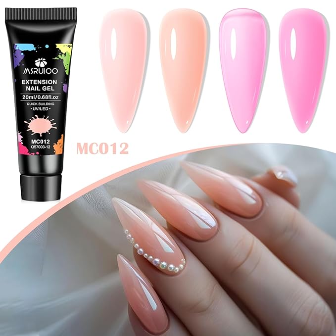 10Pcs Poly Nail Gel Nude Pink Skin Tones Neutral Quick Building Nail Extensions Gel Starter Kit Builder for Nails Art Salon at Home