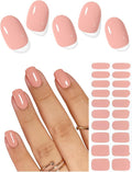 Semi Cured Gel Nail Strips (Creamy Beige), 20 Pcs Gel Nail Wraps, Stickers, Salon Quality, Works with Any UV Lamps