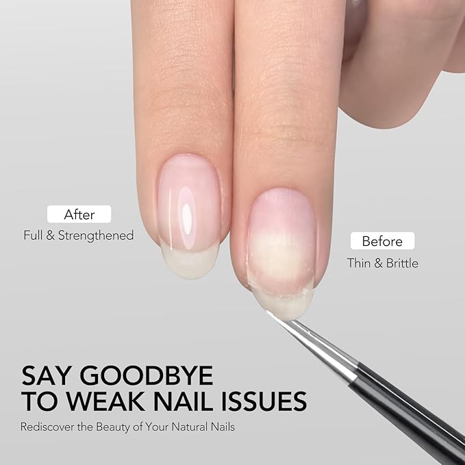 GAOY 16ml Clear Builder Base for Gel Polish, Rubber Base Gel, Nail Strengthener for Natural Nails, Long Lasting UV Light Cure