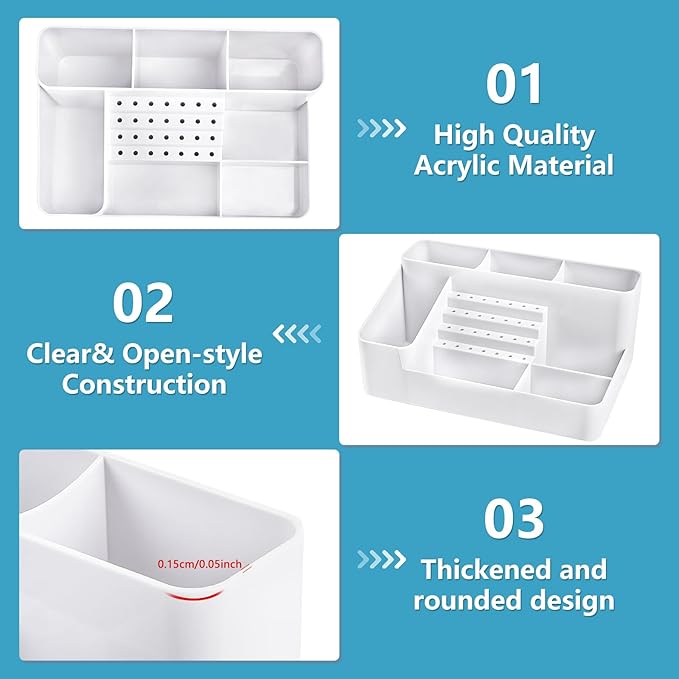 Nail Drill Holder & 28 Holes Nail Drill Bits Holder, Transparent Acrylic Nail Drill Machine Storage Box, Professional Nail Drill Organizer Case for Manicure tools, White