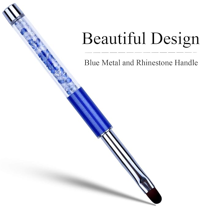 1Pcs Oval UV Gel Nail Brush Rhinestone Handle Professional Nail Art Tools Size 8