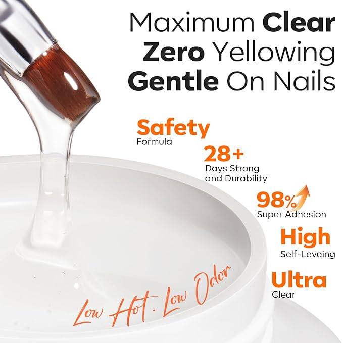 modelones Builder Nail Gel, 10-in-One Builder Clear Hard Gel 2oz, High Thickness for Extension Apex Building Sculpting Overlays Home Salon LED Cured