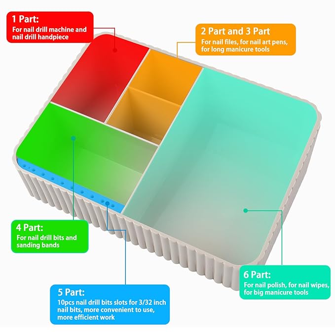 Nail Drill Machine & Bits Storage Box, 10 Holes Transparent Acrylic Drill Bit Holder, Plastic Nail Drill Tool Displayer Holder Case for Nails, Nail Drill Grinding Bit Organizer(Grey)