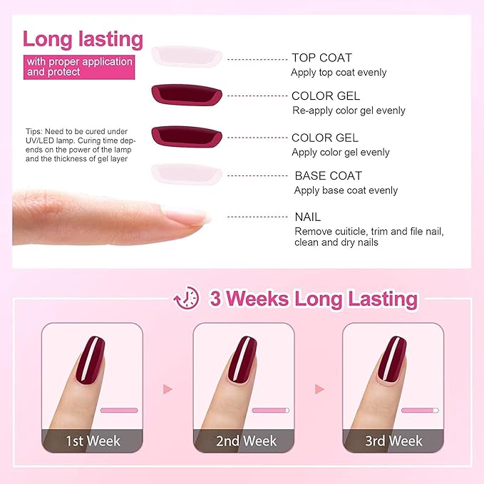 Vishine 48 Colors Gel Nail Polish Set, Autumn Winter Popular Nail Polish with Base Top Coat, Lasting UV LED Gel Polish Manicure Kit 8ml