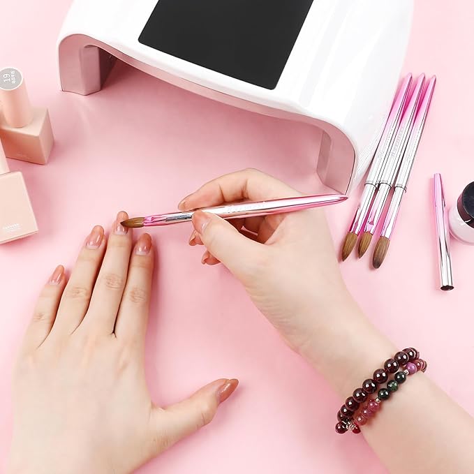 Acrylic Nail Brush Size 10, 100% Kolinsky Acrylic Brushes for Nails, Nail Brushes for Acrylic Application, Pinceles Para Uñas Acrílicas, Acrylic Powder Brush for Professional Manicure DIY