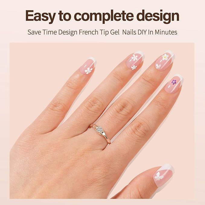 150Pcs French Gel Nails, Vansiho French Tip Press on Nails, Short Square Nail Tips Pink, Soft Gel Nails False Nail, Acrylic Fake Nails for Nail Art DIY 15 Sizes