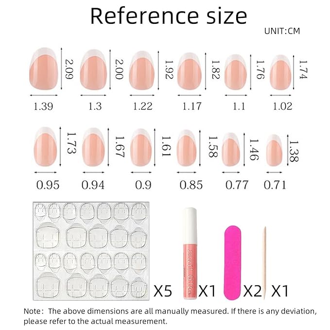 Lamemoria Pre-Design Brown Gel French Nail Tips, Short French Tip Press On Nails Oval Shape, Basic Fake Nails With Glue Tabs 240 Pcs/Set