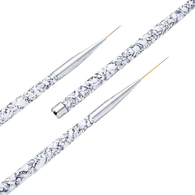 Tbestmax Professional Fine Nail Art Liner Brush UV Gel Painting Acrylic Nail Brushes Striping Brushes for Short Strokes, Details, Blending, Elongated Lines 3 pcs