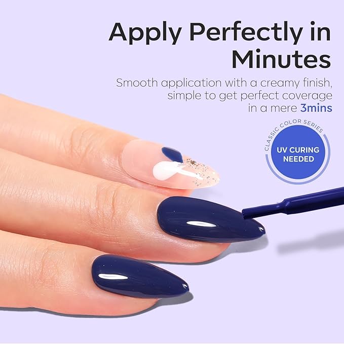 modelones Blue Gel Nail Polish, Navy Blue Deep Color Soak Off LED UV Lamp DIY Decoration Manicure Art Design Salon at Home15ML