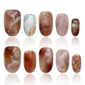 Press On Nails Short Almond Press On Nails 3D Brown Nails With Ombre Design Gifts For Women Press On Acrylic Nails COOLYOUNG 15 PCS Handmade Nails, Size M