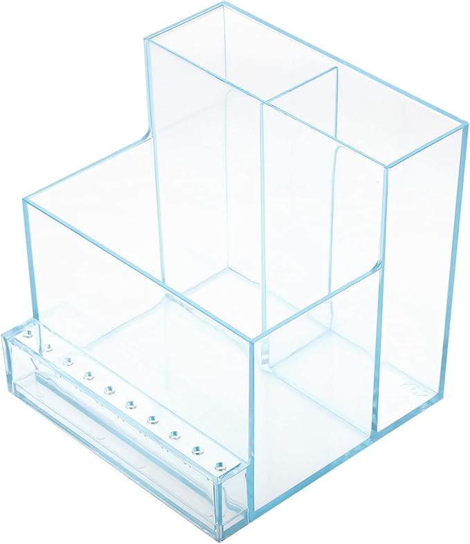 1pc Nail Polishing Machine Holder Translucent Blue Grinding Head Rack for Nail Salon and Diy Use Convenient Organizer for Art Tools Easy Access Storage Base