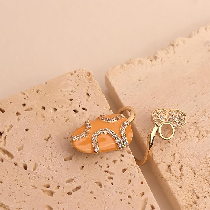 Jean Beau Finger Nail Ring for Women Teen Art Rhinestones Finger Tip Rings Gold Metal Nail Decoration Nail Protect Fashion Jewelry Gift
