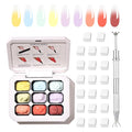 Ombre Gel Nail Polish with Nail Art Sponges for Pat Gel Ombre Color Palette Blush Effect Pat Painting Gradient Blooming Gels 9colors for Ombre Nails Multistyle French Manicure DIY