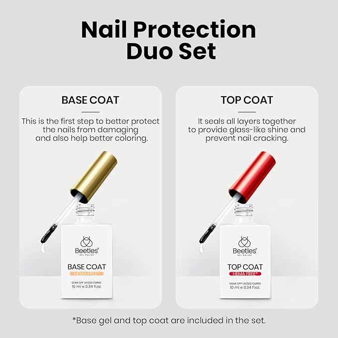 Beetles Black White Gel Polish - Twin Dialogue Collection, 4pc 10ML French Nails Hema-Free Black and White Colors with Base Top Coat Uv LED Lamp Salon DIY at Home Nails
