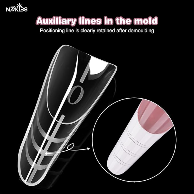 NMKL38 150PCS Dual Nail Forms 15 Sizes Extension Poly Nail Gel Full Cover Nail Molds With Scale Nail Art Design