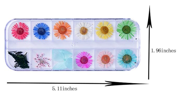 Nail Dry Flower Manicure Sticker 3D Decoration 2PCS(Five petals flower,Coral flower)