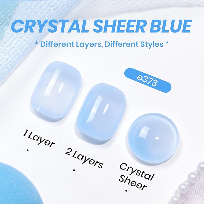 Beetles Blue Jelly Gel Nail Polish - 15ml Blueberry Milk Nails Sheer Neutral Translucent Hazy Blue Gel Polish Soak Off UV Summer Nail Art Manicure Salon Home DIY Gift for Manicure Women