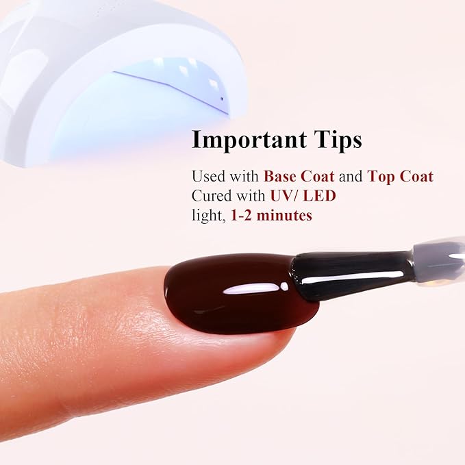 Gel Polish, 0.5 Fl Oz Deep Cherry Brown Gel Polish Autumn Winter Soak Off LED UV Nail Gel Polish Art Starter Manicure Salon DIY Gel Polish