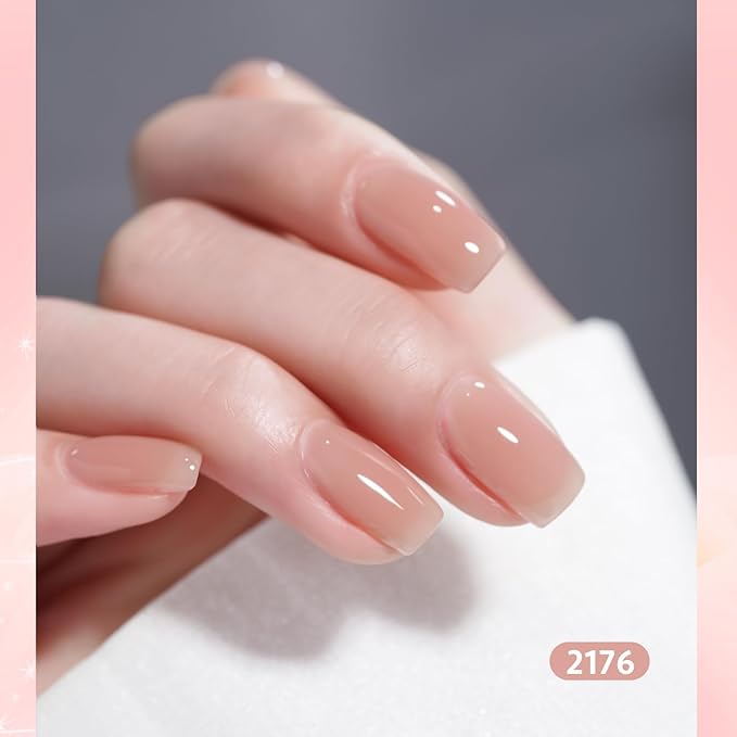 GAOY Nude Jelly Gel Nail Polish Set, 6 Colors Milky Pink Neutral Gel Kit for Salon and Nail Art DIY at Home