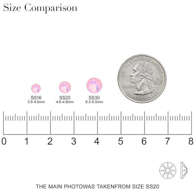 Novani Pink Opal Rhinestones 1440pcs Flat Back Round Rhinestone Style 2088 Sparkly Crystal Gemstones for Nail Art and Crafting SS16,3.8-4.0mm