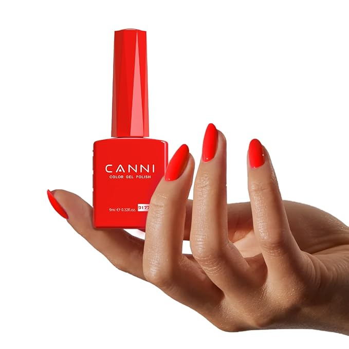CANNI Classic Red Gel Nail Polish, 1Pcs Bright Red Orange Gel Polish Dark Color Soak Off U V Nail Manicure Salon DIY at Home