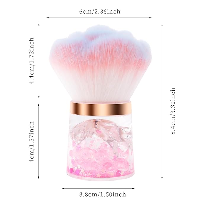 ANGNYA Nail Dust Brush, Rose Nail Art Dust Powder Remover Brush with Acrylic Handle Flower Design, Fluffy Dust Brush for Nails Soft Nail Duster Brush (Rose)