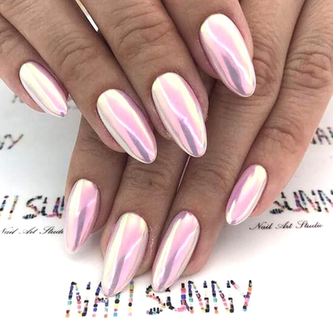 6 Grids Chrome Nail Powder Metallic Mirror Effect Pigment Aurora Nail Glitter Holographic Iridescent Dipping Rub Powder Manicure Design Pearl Shell Gel Polish Dust Sparkly Nail Charms