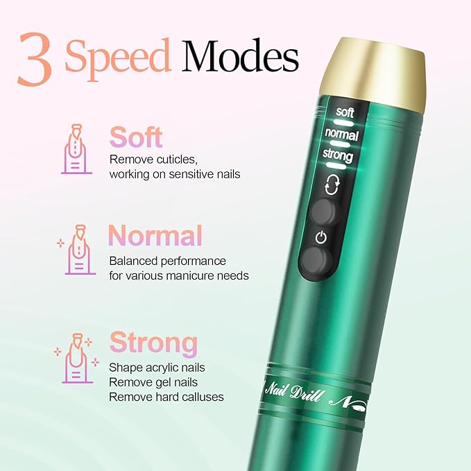 20000RPM Electric Nail Drill Rechargeable Compact Portable Efile Professional Manicure Cordless Pedicure Nail File Drill Kit for Acrylic Gel Nails and Home Salon Use