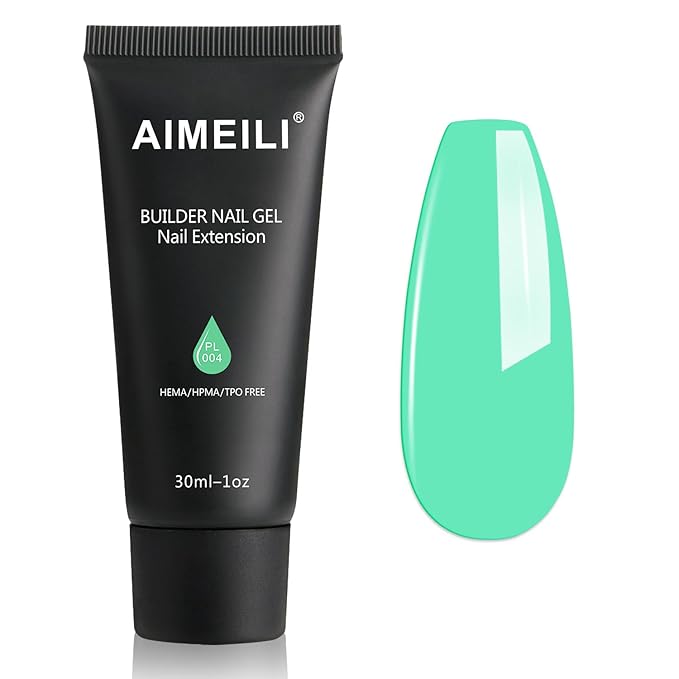 AIMEILI Poly Nail Extension Gel Blue Green Builder Nail Gel Hema Free Poly Nail Enhancement Nail Art Design DIY Salon Nail At Home Gift for Women Nail Gel - 004