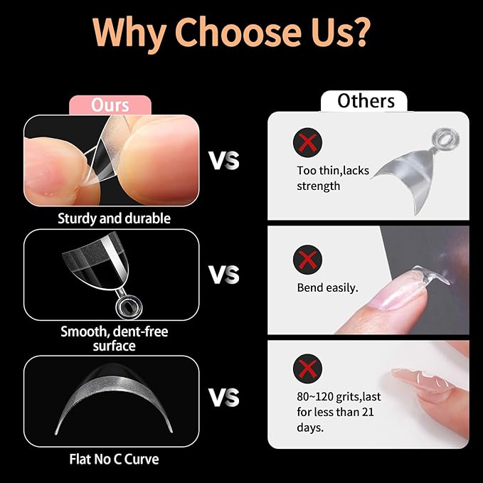 Extra Short Almond Nail Tips: 300Pcs Small Almond Shape Soft Gel Fake Nail Tips for Nail Extension, 12 Sizes Half Cover Clear Press on Nails for Girls for Home DIY Salon