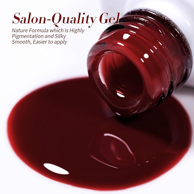 Born Pretty Jelly Gel Nail Polish Transparent Nude Pink Red Brown Burgundy Blood Wine Red 6 Colors Sheer Gel Polish Kit for Salon Manicure and Nail Art DIY at Home