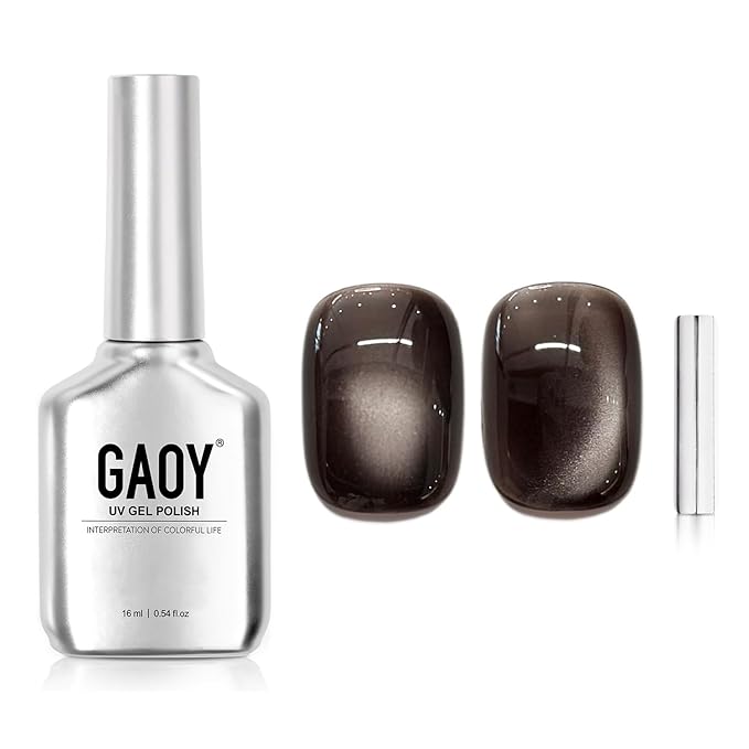 GAOY Jelly Black Cat Eye Gel Nail Polish, 16ml Glitter Holographic Nail Polish with Magnet, Reflective Translucent UV Gel, 3089 Stormy Glow