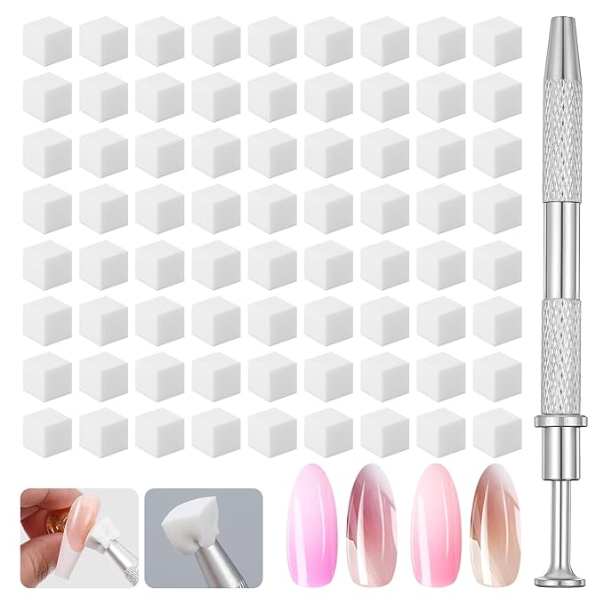 200 Pcs Nail Art Sponge for Ombre Nail Art Supplies Brushes Design Tools Nail Tech Must Haves Accessories With 1 Pcs Grab Pen Painting Halo Dyeing Tool for Salon And Home