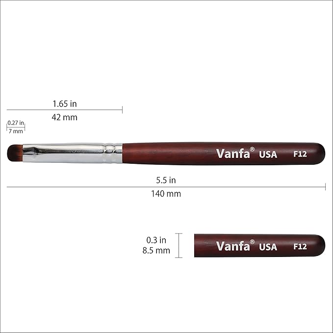 Vanfa French Brush for Nails, Clean up brush for Gel Nail Polish (F12 - Pack of 3)