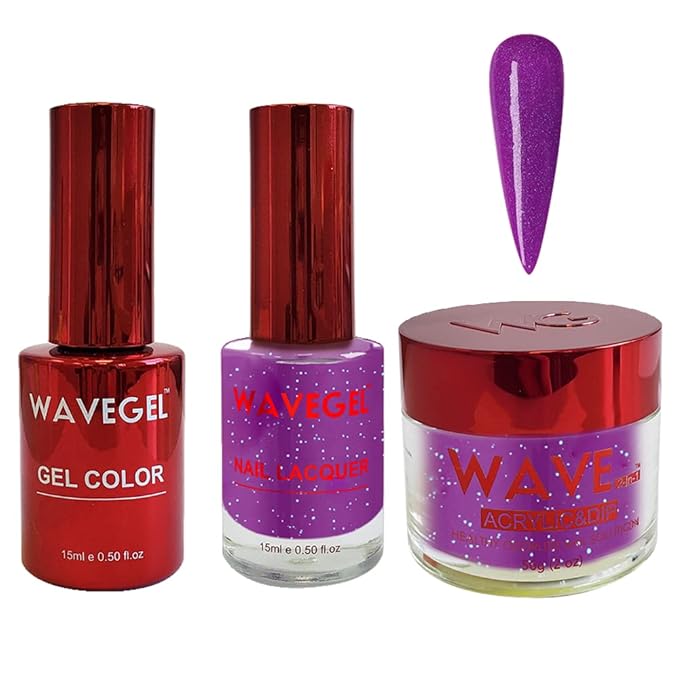WAVEGEL Soak-Off Gel, Nail Lacquer & Acrylic/Dip Powder Matching Set - Queen Collection - #075 Deep Lilac