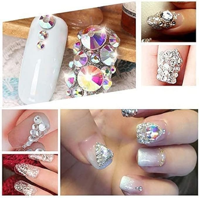 Onwon 288 Pcs Crystal Flat Back Brilliant Round Rhinestones Glass Stones Glitter Gems Faux Diamond for Craft,Nail Art,Shoes,DIY Decorations (SS34 / 7mm, Black)