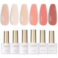 GAOY Milky Pink Jelly Nude Gel Nail Polish Set, 6 Transparent Colors Sheer White Soak Off UV Light Cure Gel Polish Kit for Salon and Nail Art DIY at Home