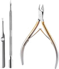Cuticle Nipper, Polished Coated Durable Trimmer with Pusher, Nail Clipper with Fine Edge, Comfort Grip Cuticle Cutter and Remover Tool Kit for Nail Care (Yellow+Pushers-1 SET)