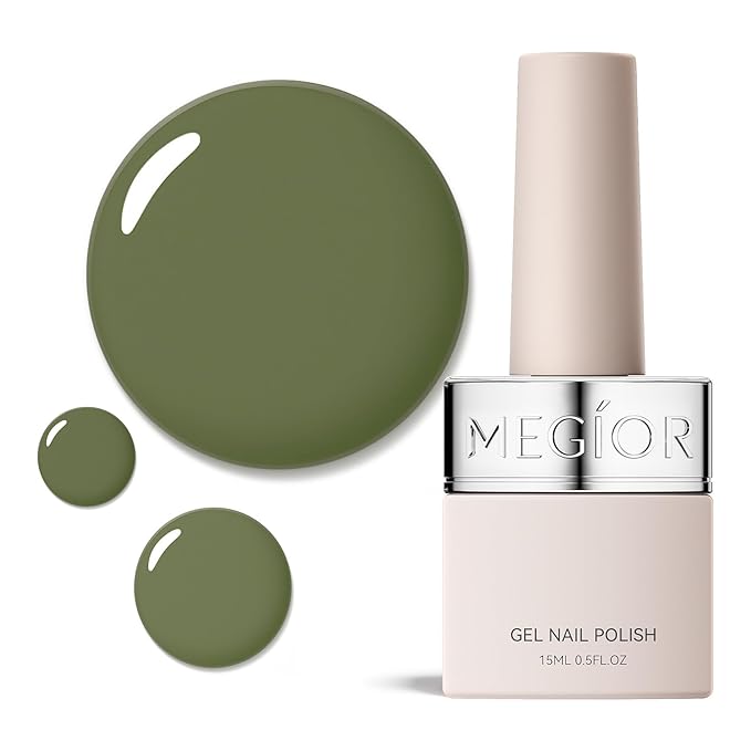 MEGIOR Matcha Green Gel Nail Polish 0.5 Fl Oz Green Long Lasting Soak Off UV LED Lamp Light Curing TPO Free Gel Polish Kit for Salon and Nail Art Starter Manicure DIY at Home