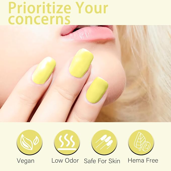 15ml Butter yellow Gel Nail Polish, Pastel Yellow Gel Polish, light Color Same Color Same Bottle, High Gloss U V Soak Off Nail, DIY Sparkle Manicure Salon