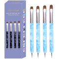 4Pcs French Tip Brush, Double-Ended French Brushes for Nails with Dotting Tool, Clean Up Brush for Gel Nail Polish, Size 10/12/14/16, Acrylic Nail Art Brushes, Manicure Tools for Nail Design-Blue