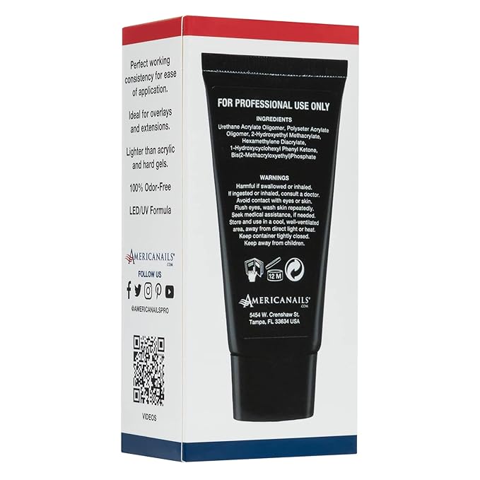 Americanails DuraFlex Gel Paste - Polygel Nail Paste for Nail Overlay and Nail Extension, Odor Free Poly Gel Nail Paste - Nail Strengthener for Durable and Lightweight Nails - 2oz Tube - Clear