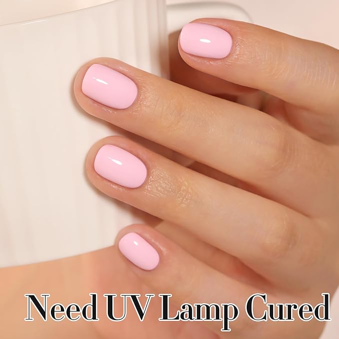 Double Rhythm 0.50 OZ Gel Polish Hema Free Same Color Same Bottle Golden Round Translucent Neutral Natural Milky 15 ML Jelly UV Polish Art DIY at Home (Light Pink-C1389)